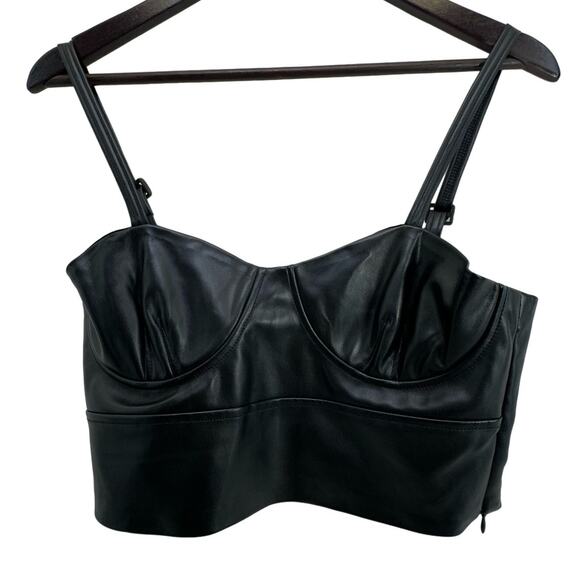 VBRT Tops - Black Faux Leather Crop Top Sexy Rock & Roll Festival Punk Bustier/ Corset Large